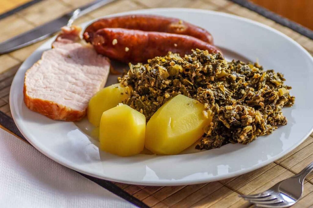 Quedlinburg, Germany sausage with kale